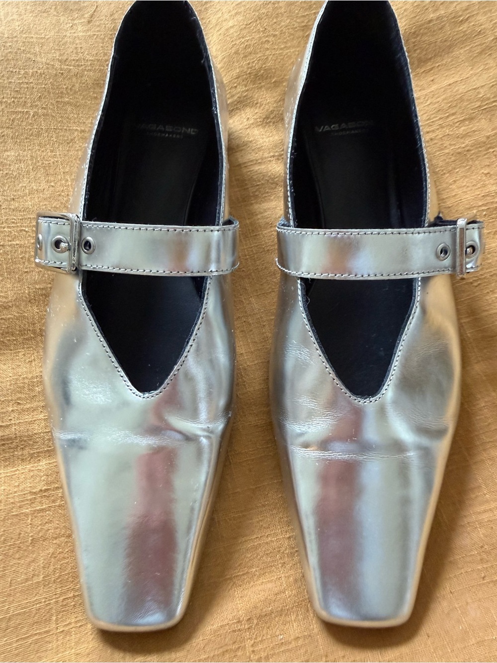 Vagabond Shoemakers - Women’s Metallic Silver Mary Jane Slip-On Loafers